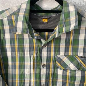 Eddie Bauer Green Plaid Button-Up Shirt